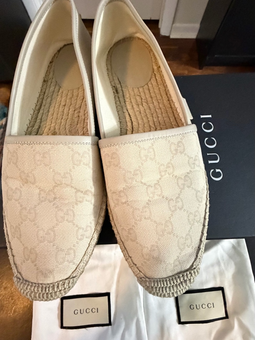 Authentic Gucci Beige GG Canvas Espadrilles